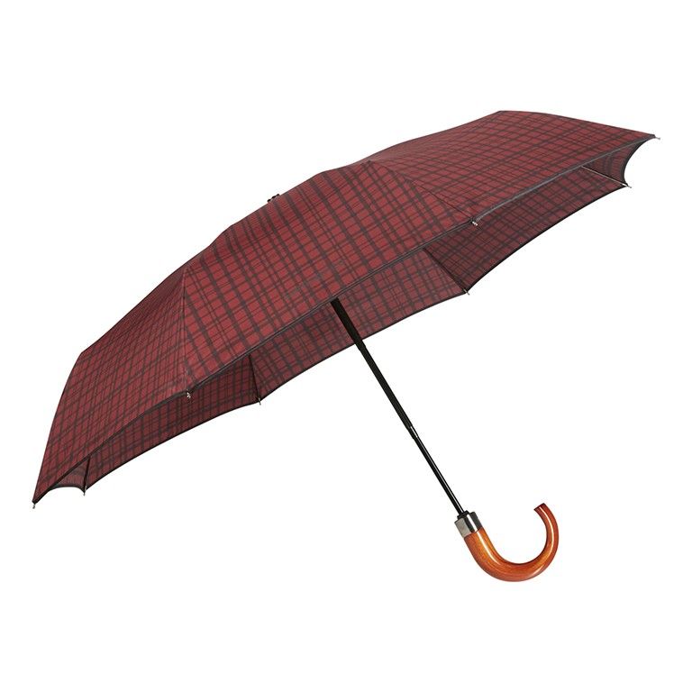 Zložljiv tristopenjski avtomatski dežnik s kljuko Wood Classic S